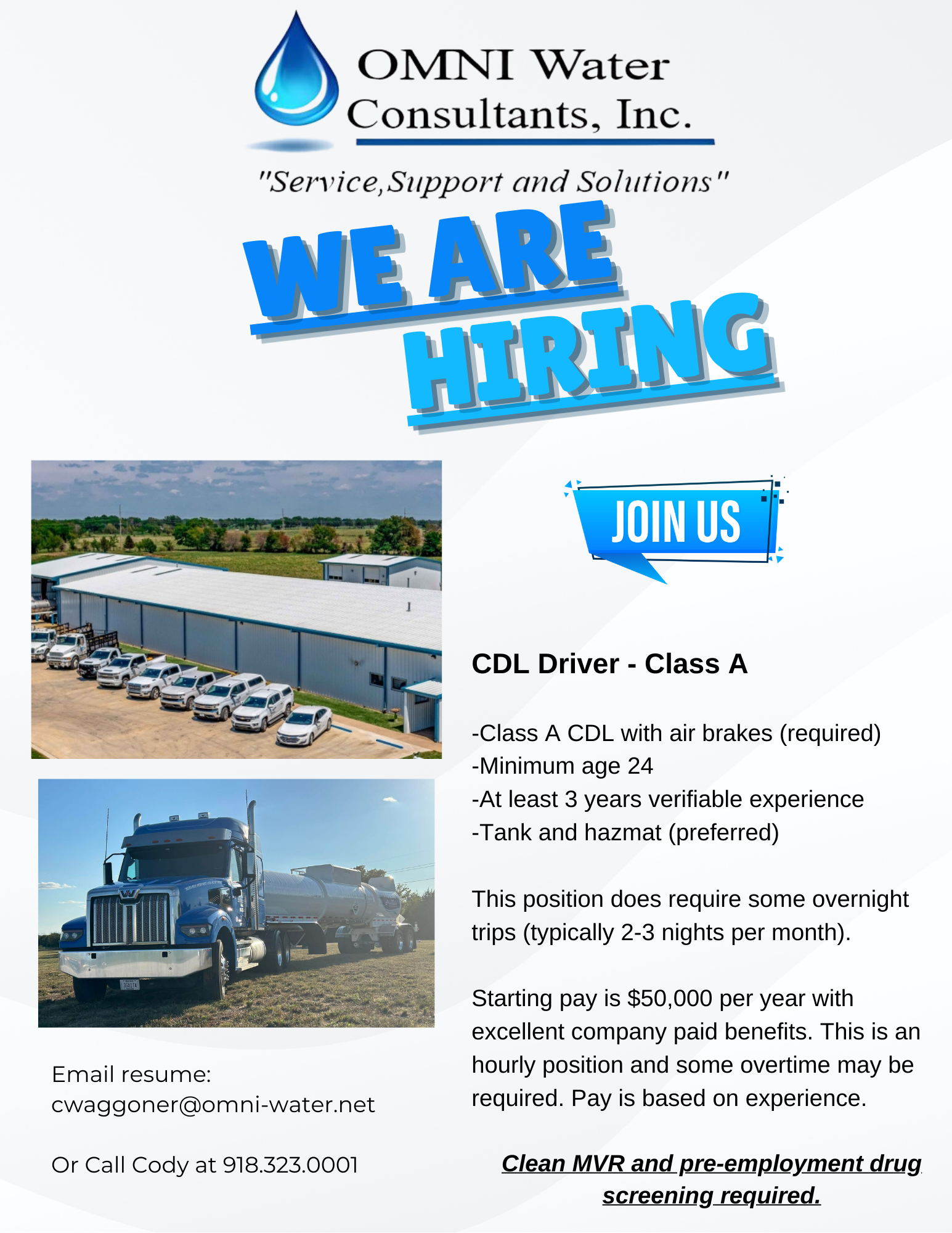 Job Opening!  Truck Driver, Class A!